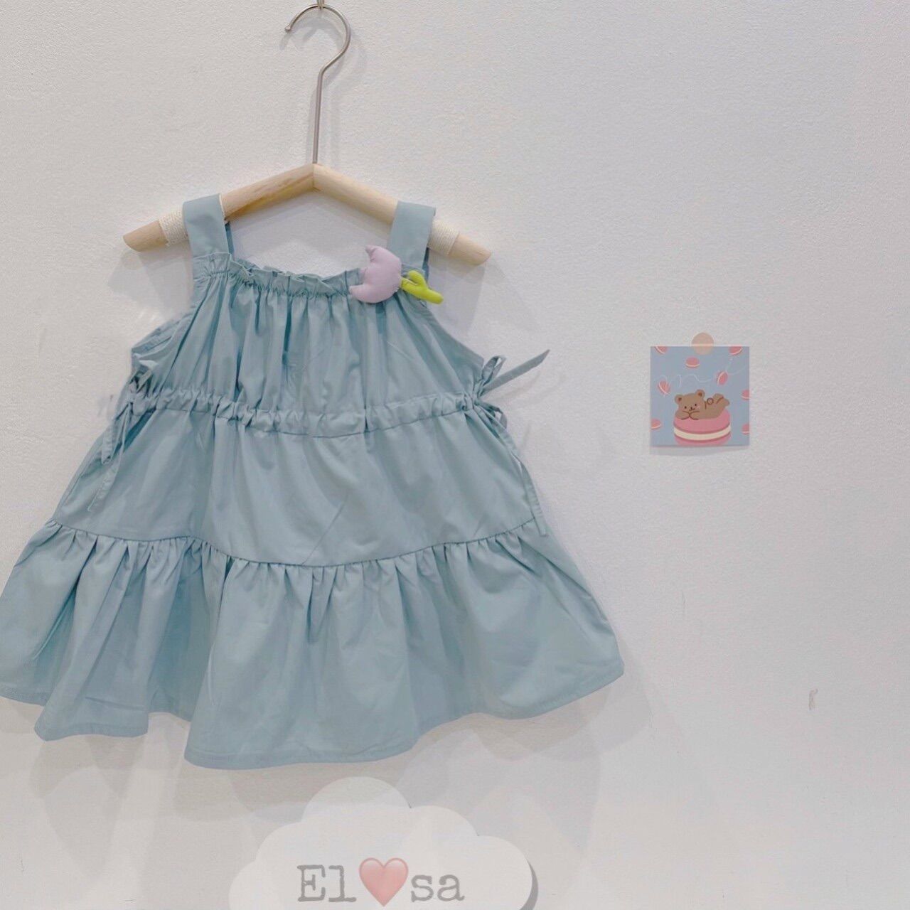Váy đầm 2 dây rút eo bé gái