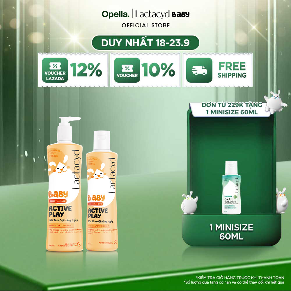 Bộ sản phẩm Sữa Tắm Gội Trẻ em Lactacyd Baby Active Play 500ml +1 Lactacyd Baby Active Play 250ml