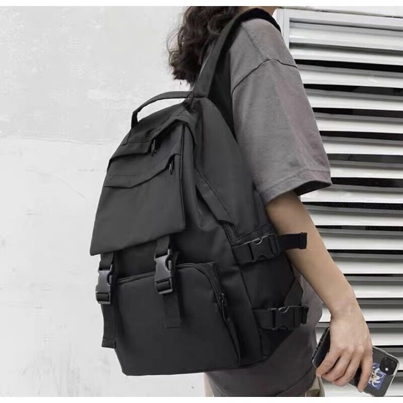 Balo basic Unisex đen SS2020(2khoá) 🥳 CÓ SẴN 🥳