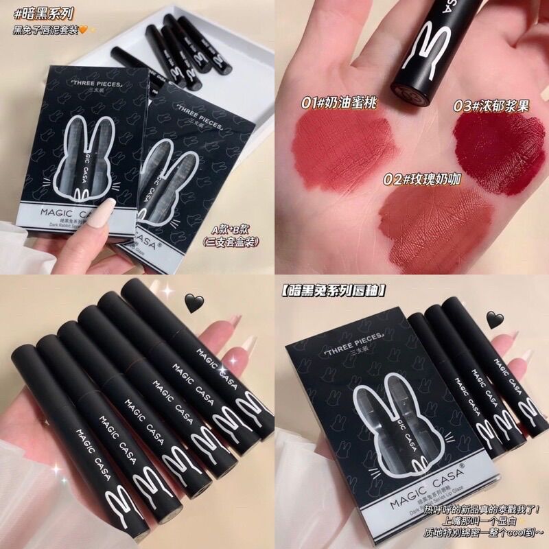 SET 3 SON MAGIC CASA THỎ ĐEN CHÍNH HÃNG