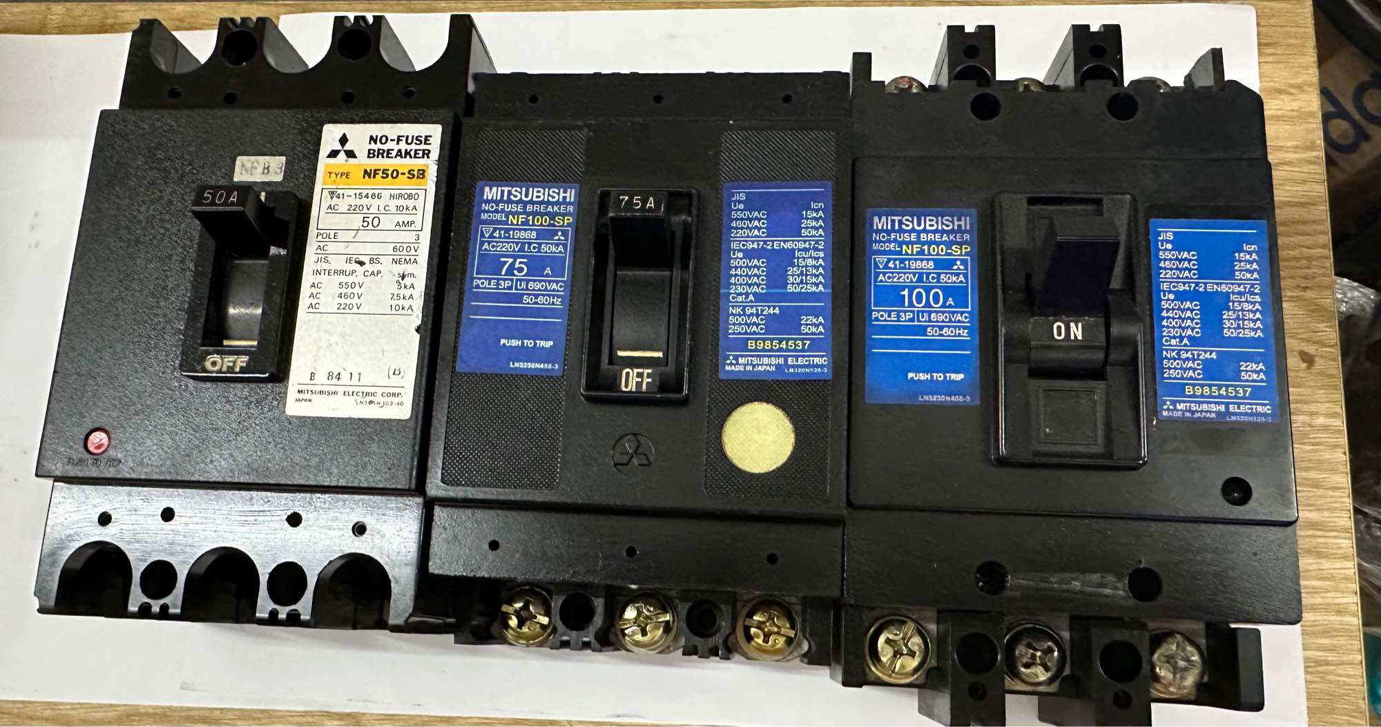 Mitsubishi 3-Phase Circuit Breaker 50A~100A (Used Japanese Product - 85-95% New)