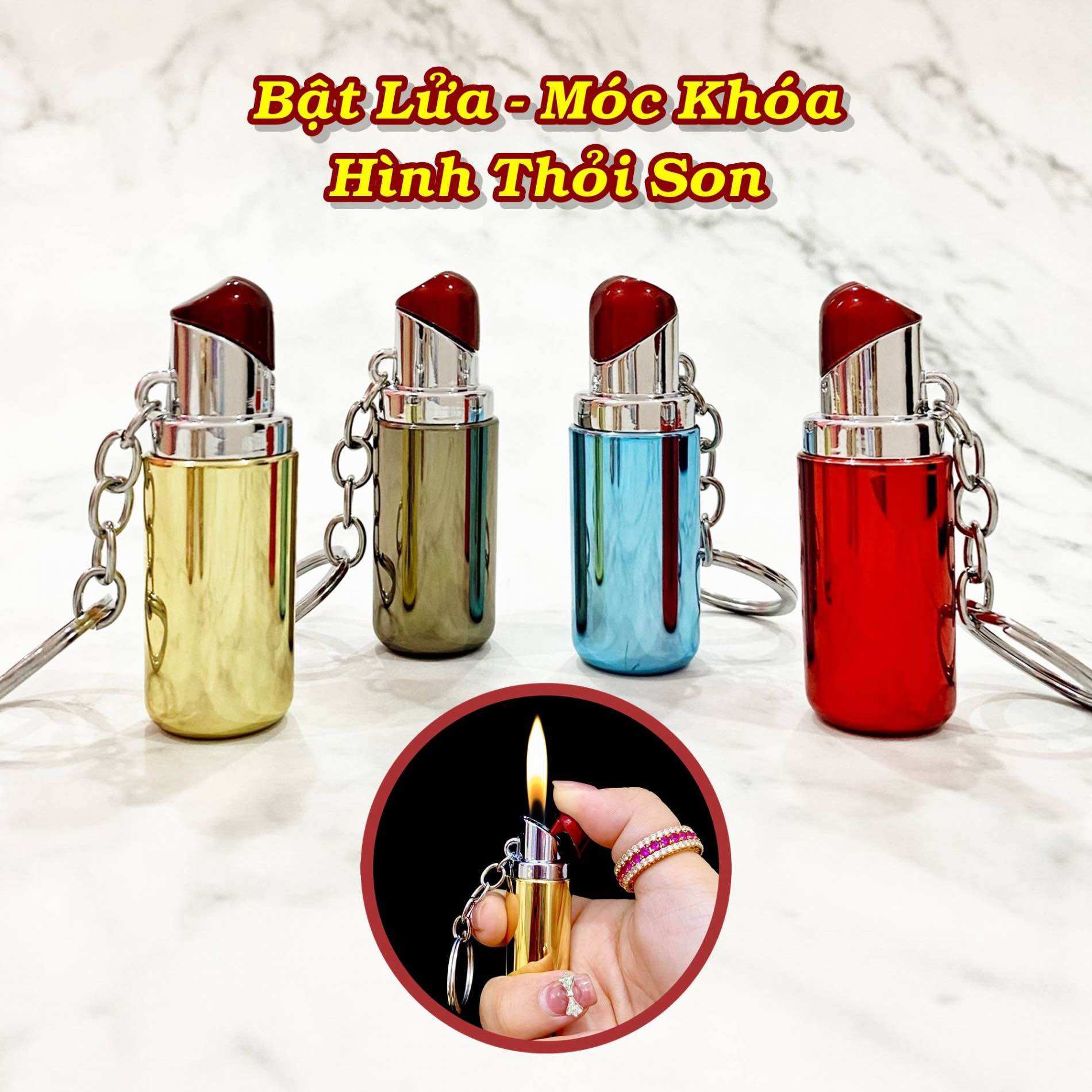 [HCM] Bật Lửa Móc Khoá Đa Năng Hình Thỏi Son (Nhiều Màu)