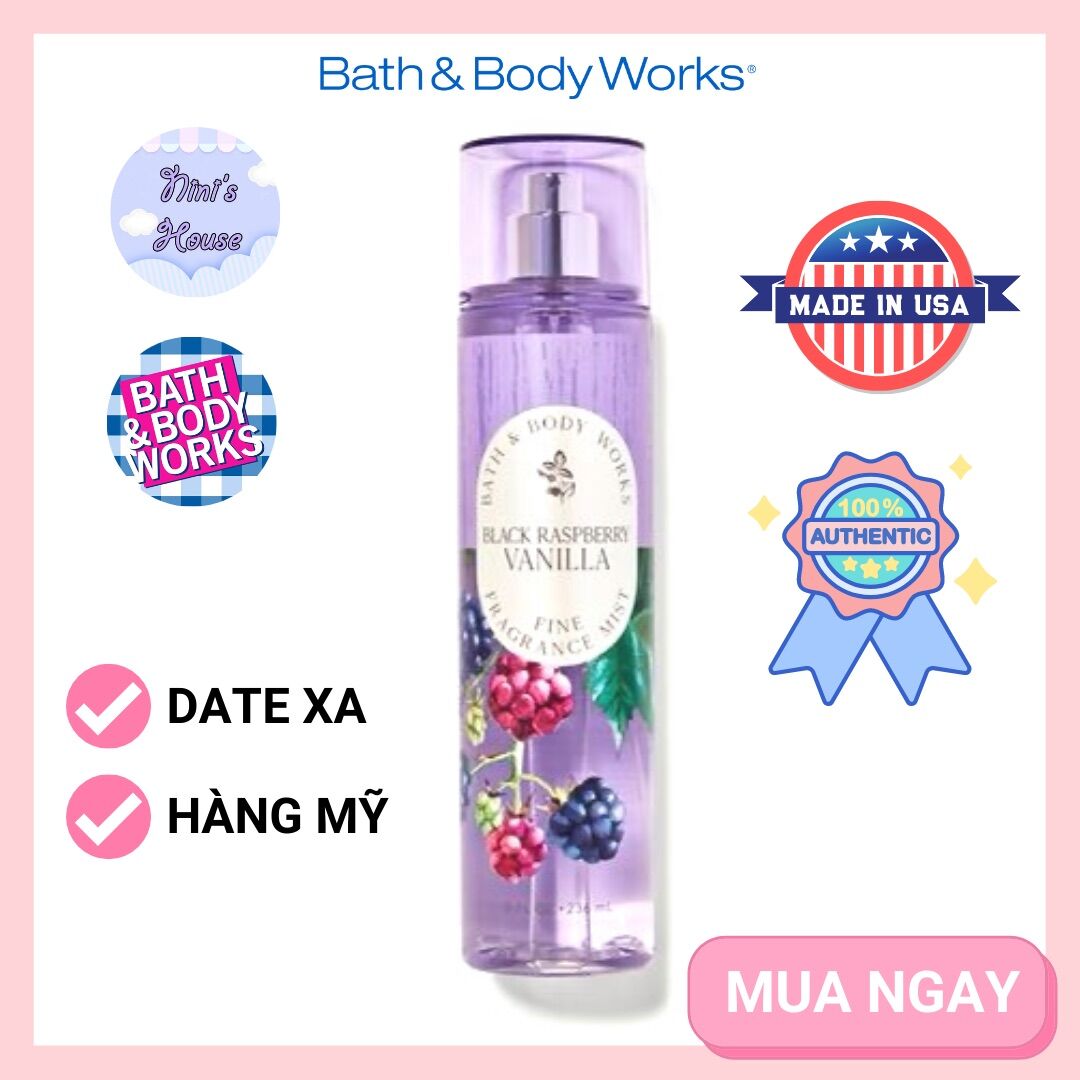 Xịt thơm toàn thân body mist Bath and Body Works mùi Black Raspberry Vanilla 236ml