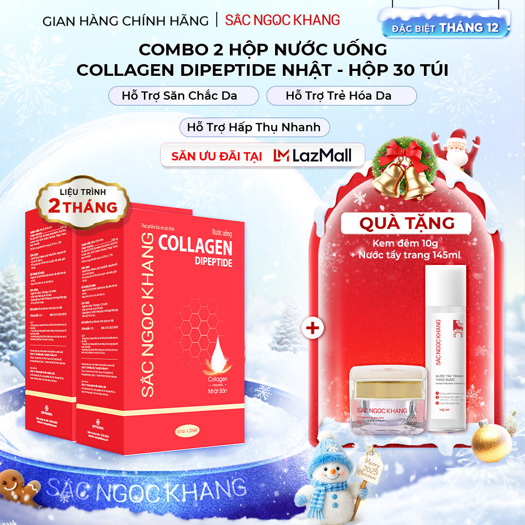  Combo 2 hộp Nước uống đẹp da Collagen Dipeptide Sắc Ngọc Khang tinh khiết  30 túi 2 hộp  60 ngày sử dụng II 