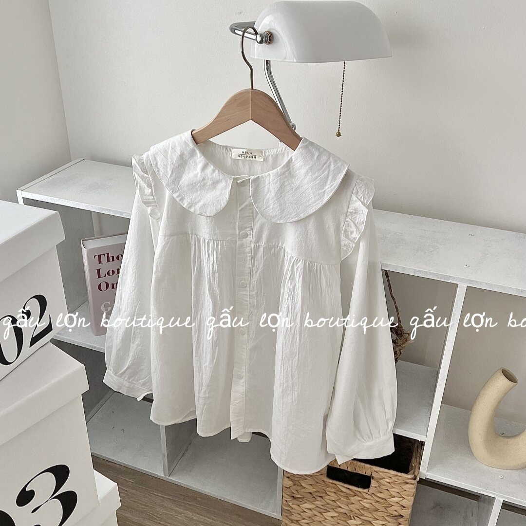áo sơ mi kiểu bèo vai phong cách hàn quốc