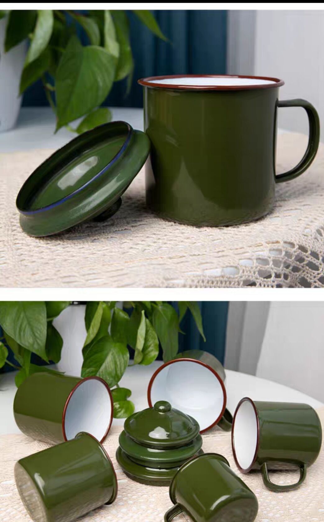 Ca sắt tráng men MÀU XANH Ly sắt tráng men phong cách thời bao cấp kt 7cm