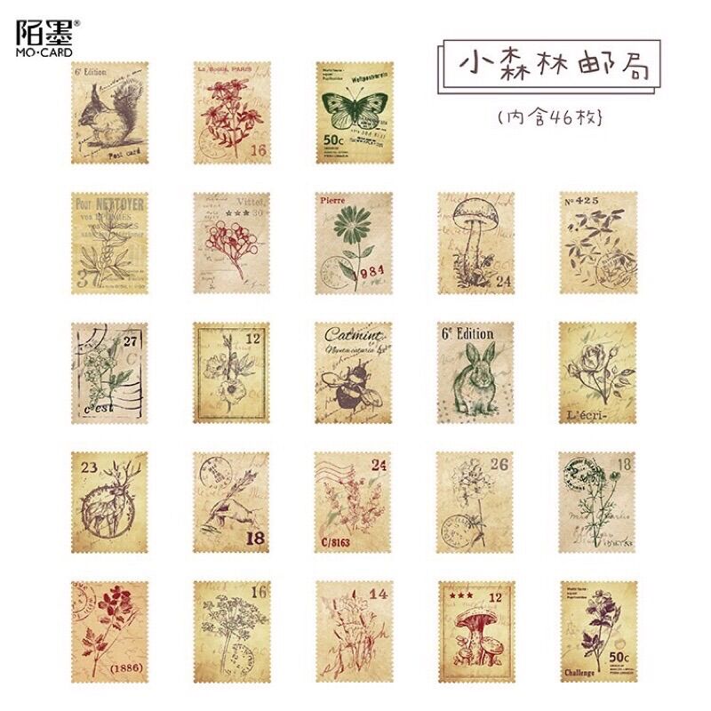 Set 46 sticker vintage tem thư