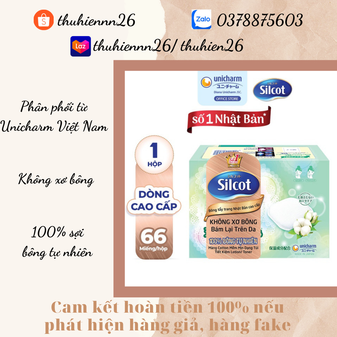 Bông tẩy trang cao cấp Silcot Premium 66 miếng/hộp