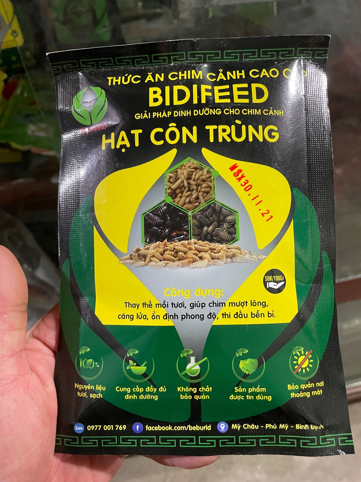 Hạt côn trùng và hạt cào cào BIDIFEED giàu dinh dưỡng 100gr