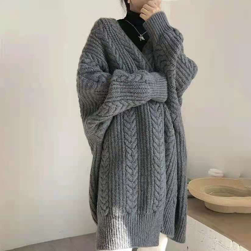 Áo len cardigan vặn thừng dáng dài