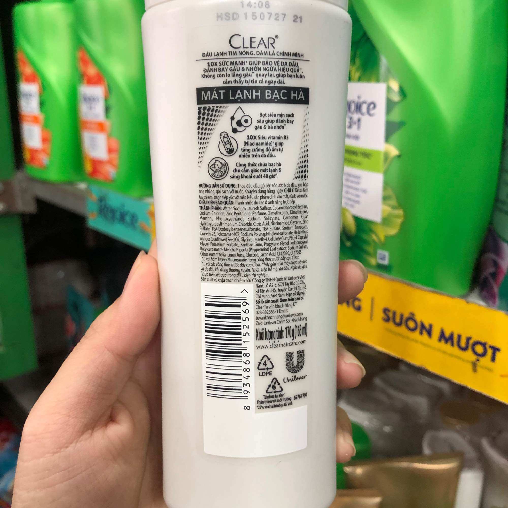 Dầu Gội Clear Mát Lạnh Bạc Hà 170g