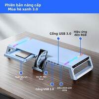 ICE COOREL | Đế Đỡ Màn Hình Điều Chỉnh Đa Năng Có Hộc Và Cổng USB Hub Đèn LED RGB