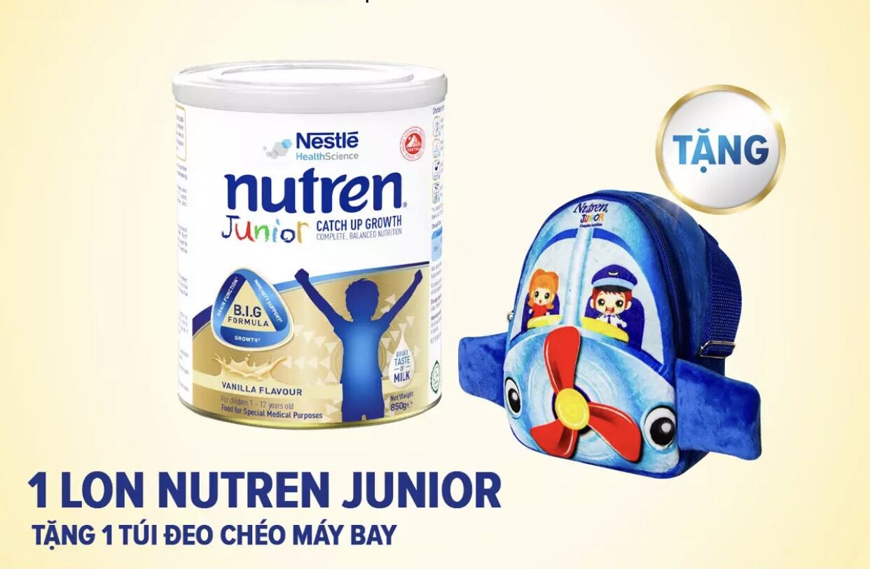 Sữa dinh dưỡng Nutren Junior 850g - Tặng balo chéo máy bay thumbnail