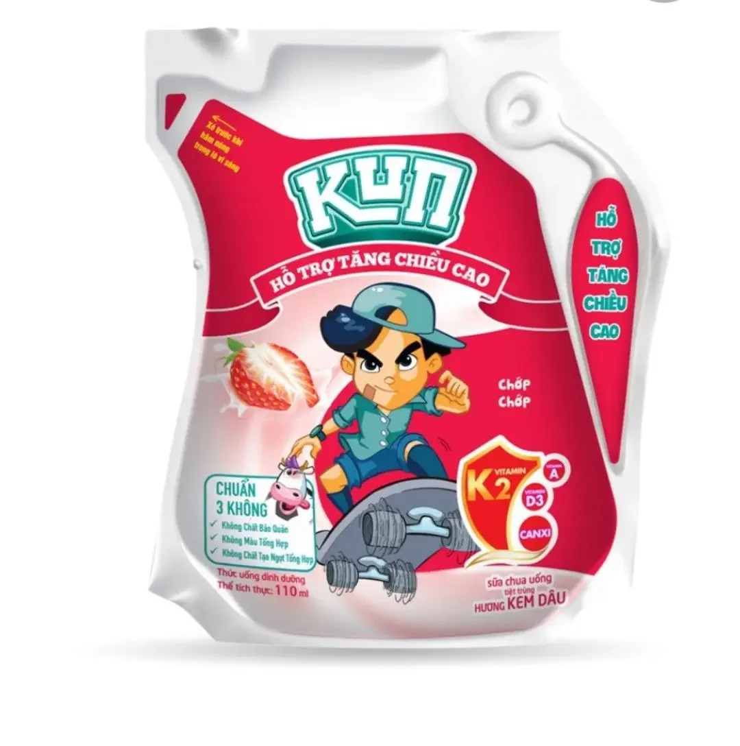 sữa kun túi vị dâu 110 ml ( thùng 23 túi )