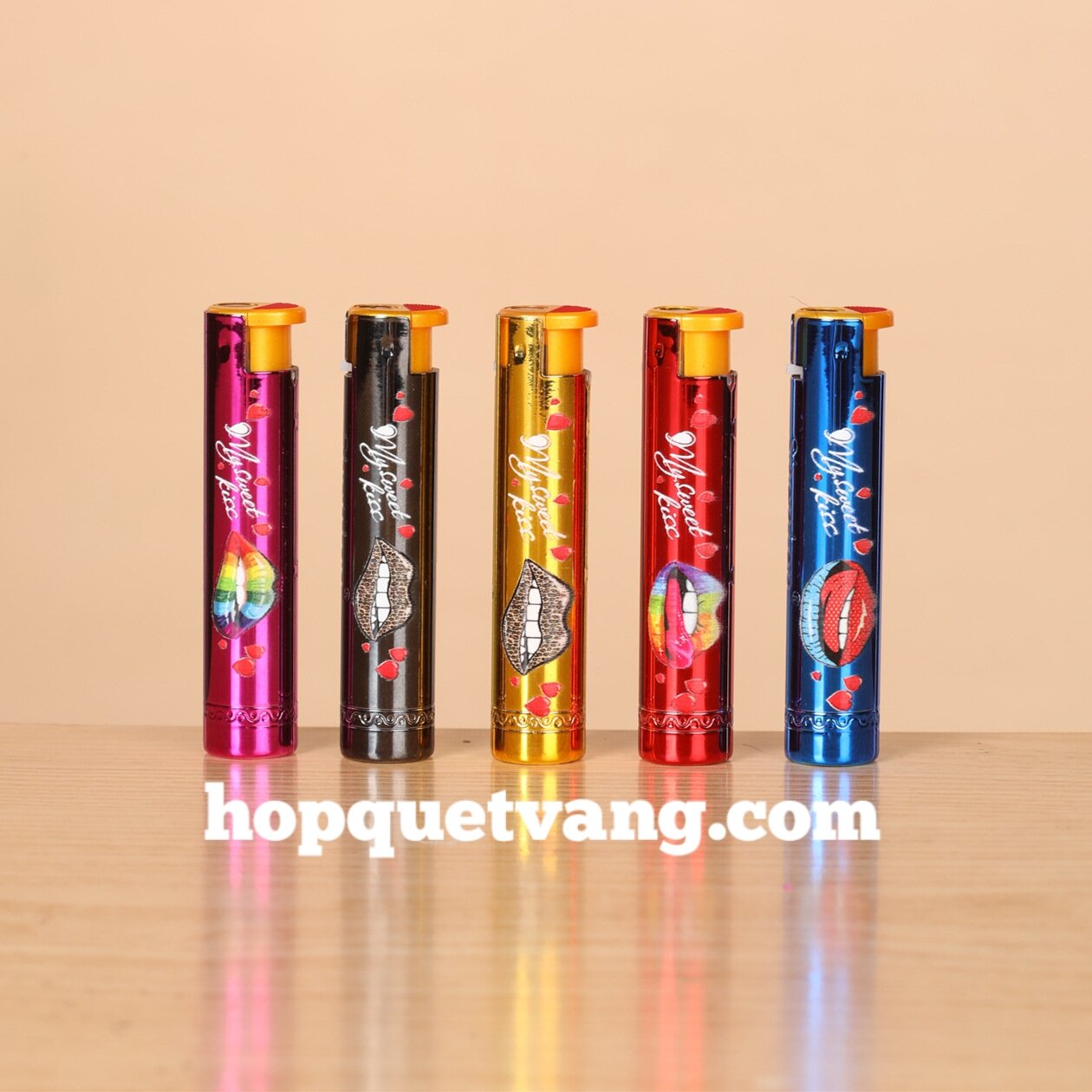 Combo 5 cái Bật lửa/ Hột quẹt khò tia xanh My Sweet kiss Shenlon ( bơm lại được )