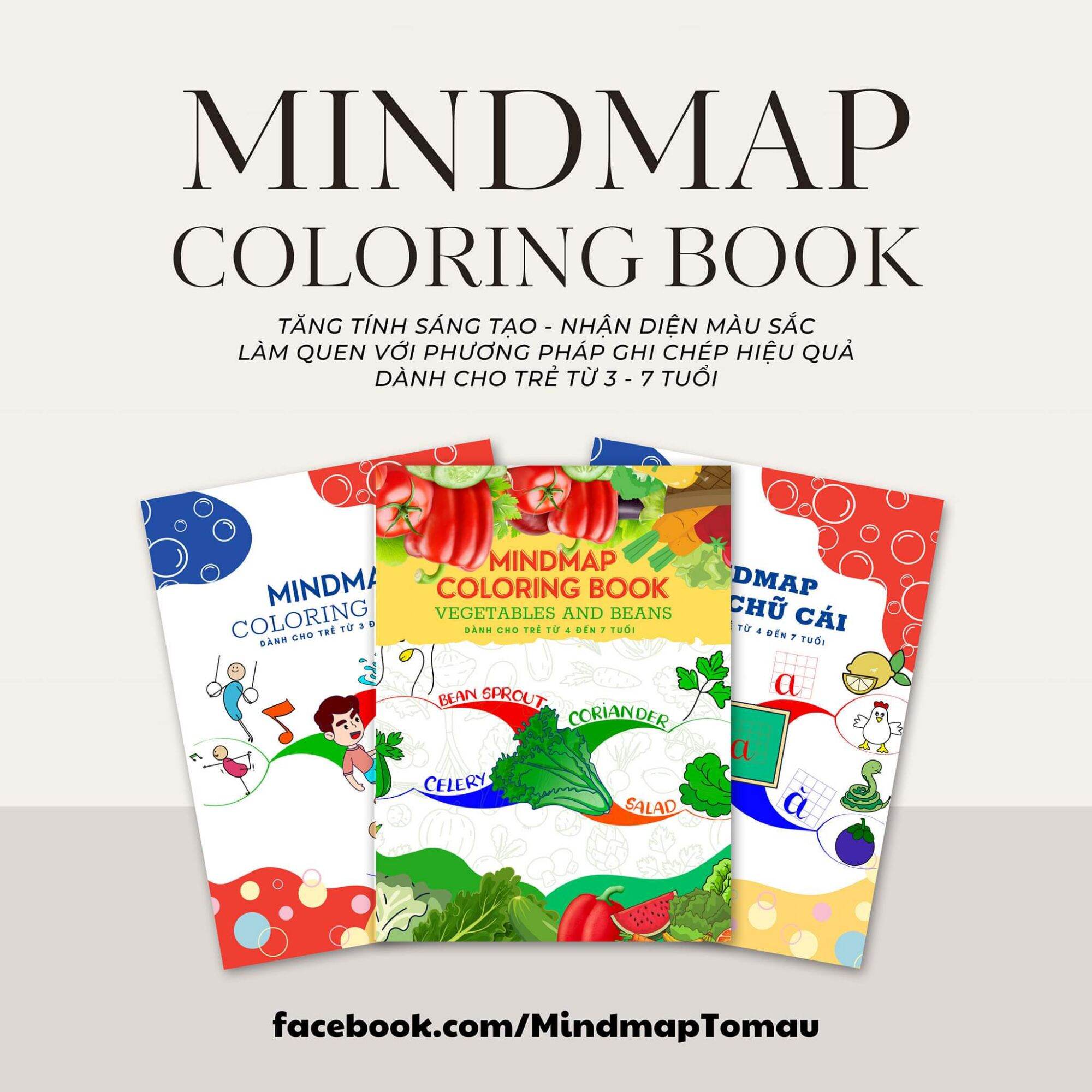 Combo 3 sản phẩm sách tô màu mindmap