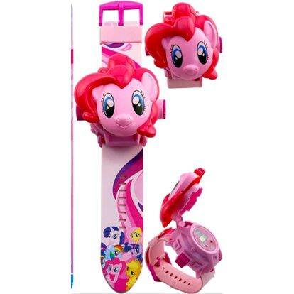 Đồ chơi Đồng hồ điện tử cho bé gái chiếu hình ngựa Little pony mèo Kitty công chúa Elsa Frozen Đồng 