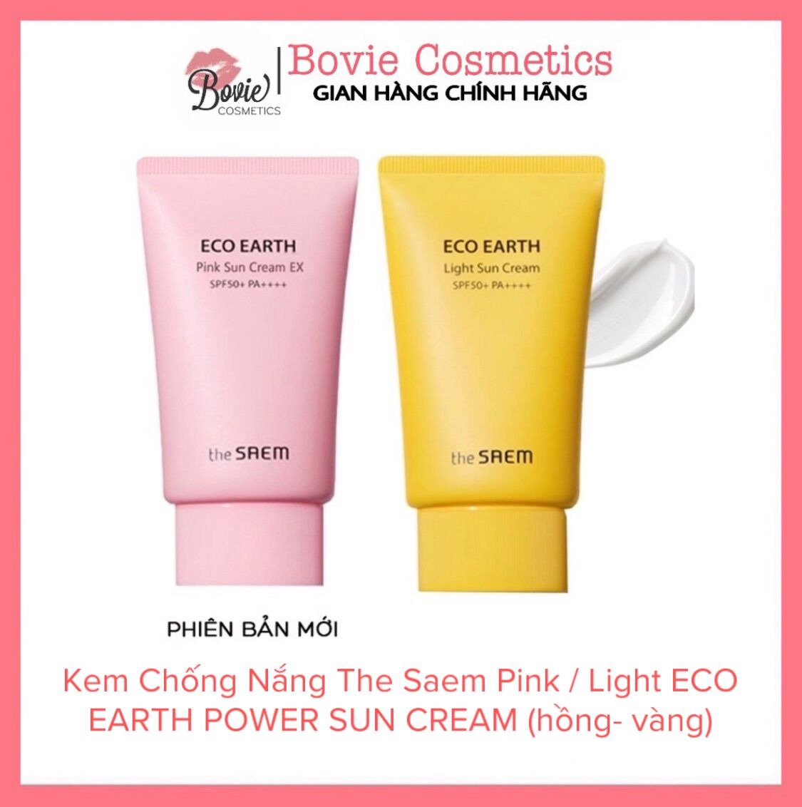 Kem chống nắng the saem eco earth power light / pink sun cream spf50+ pa++++ 50ml