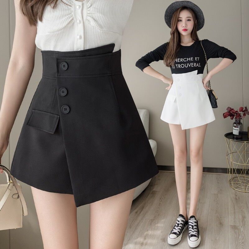 Chân váy lệch tà 3 nút to vải for xịn xò