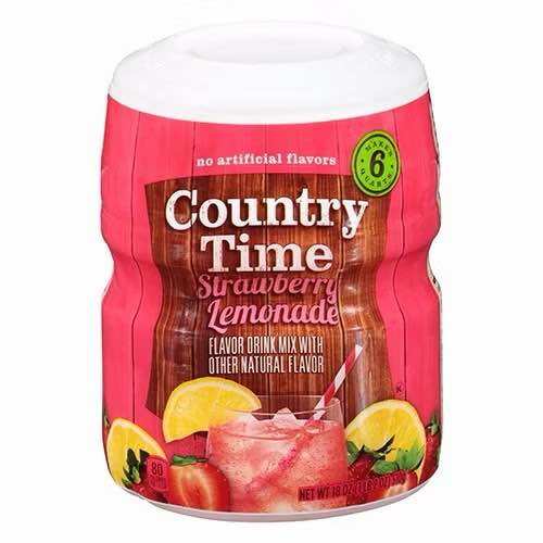 Bột pha nước chanh dâu Country time Strawberry Lemonade hộp 510gr của Mỹ