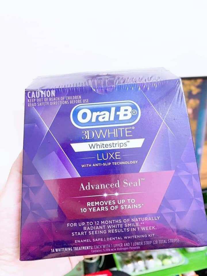 Miếng dán trắng răng Oral-B / Oralb/ Oral B 3D White Luxe Advance Seal 14 Whitening Treatments