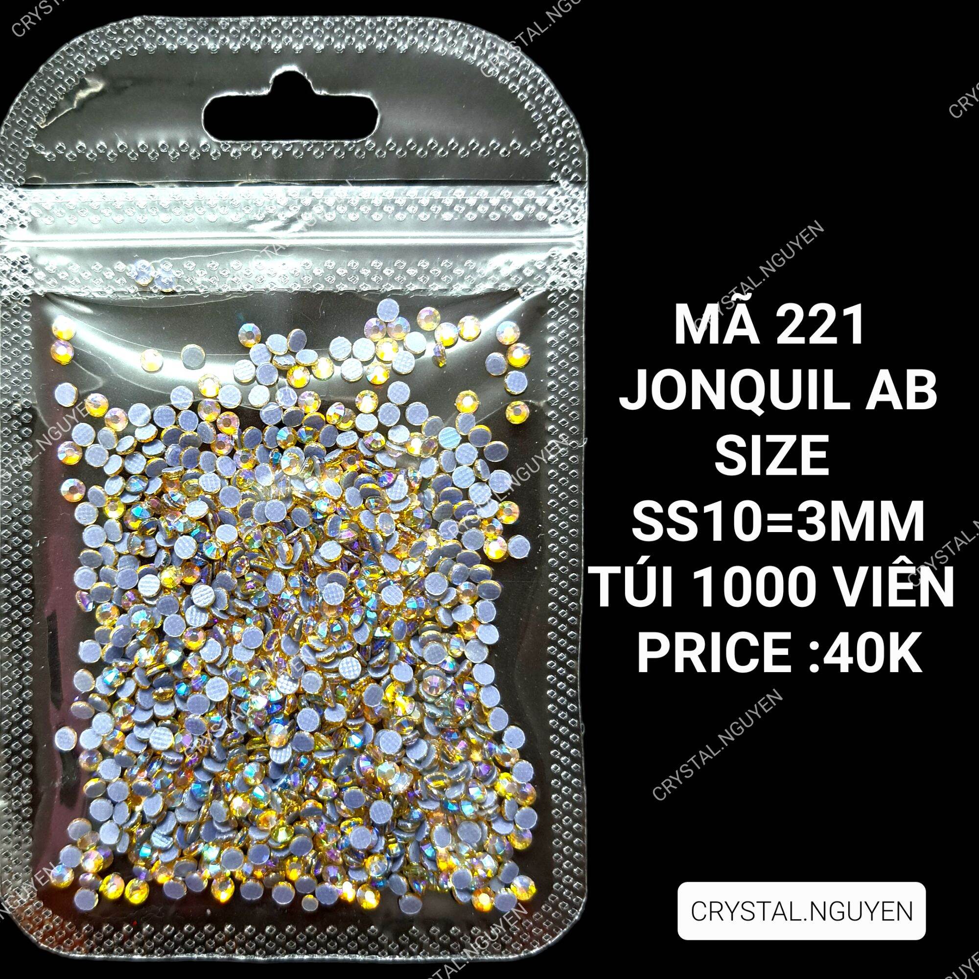 MÃ 221 JONQUIL AB- ĐÁ NAIL KHAY - ĐÁ TÚI MIX SIZE- ĐÁ LẺ SIZE