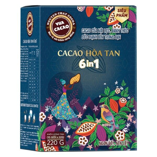 Bột Cacao Hoà Tan 6in1 Vua Cacao Hộp 10Gói x 22g