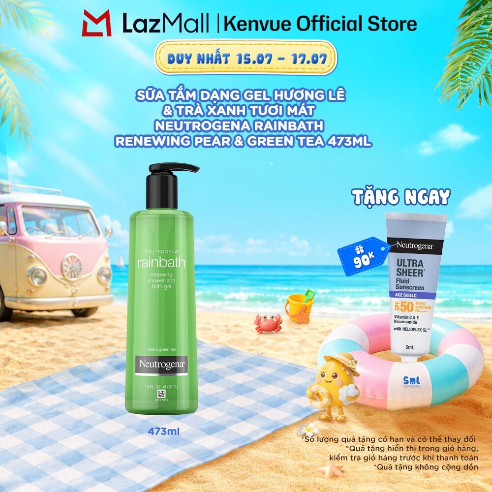 Sữa tắm dạng gel hương lê  trà xanh tươi mát Neutrogena Rainbath Renewing Pear  Green Tea 473ml