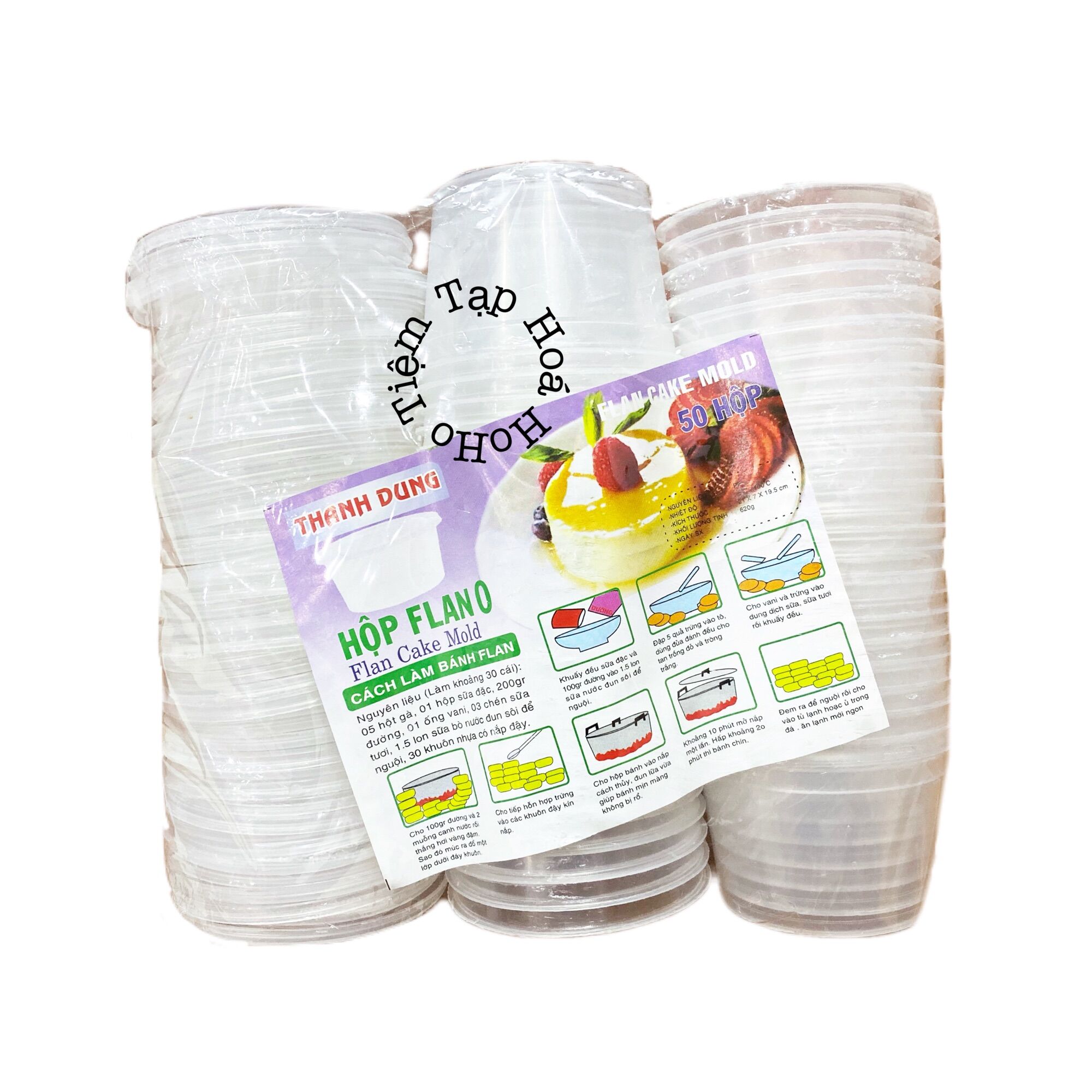 Hộp nhựa làm caramen, flan, rau câu, sữa chua - size to