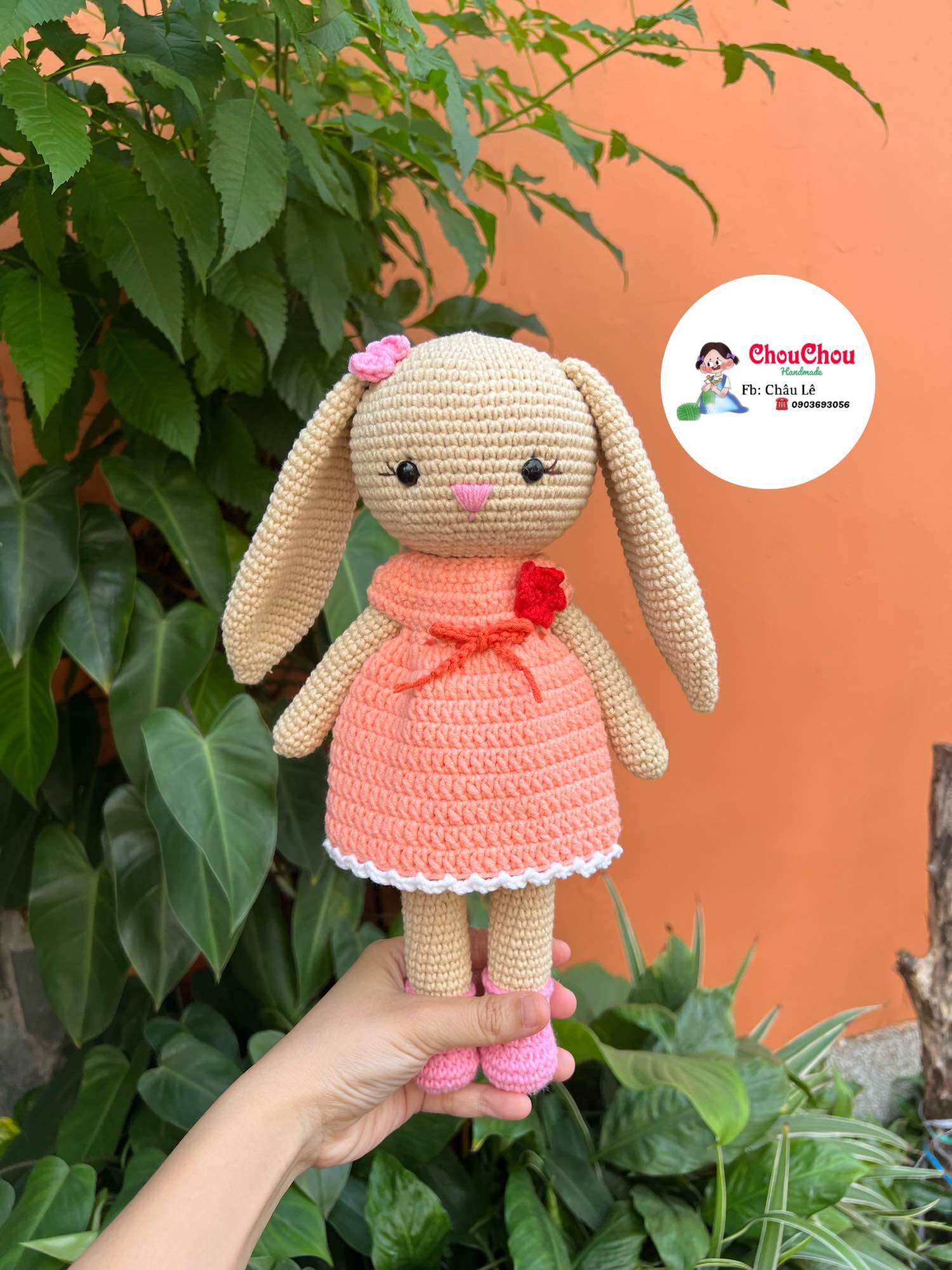 [HCM]Thú len nhồi bông handmade - Thỏ len nhồi bông (30cm)