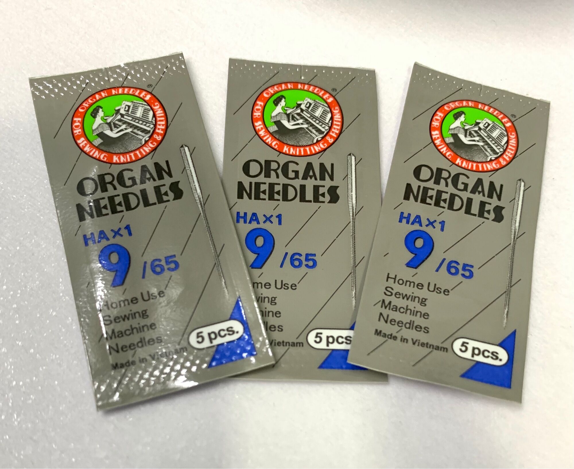 1 gói kim 5 cây kim hiệu Organ của Nhật dùng được tất cả các loại máy may gia đình
