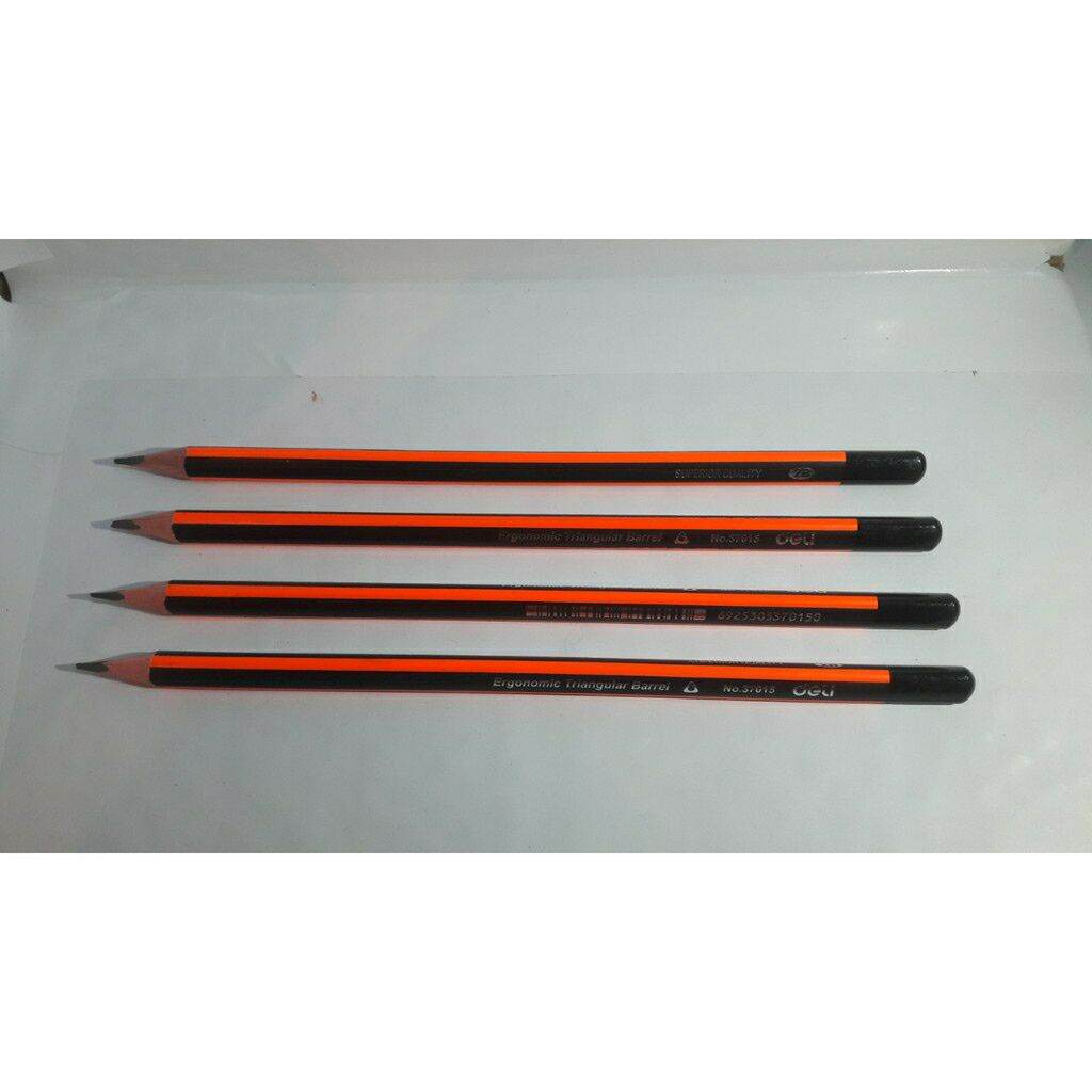 Hộp 12 cây bút chì Deli thân đỏ đen