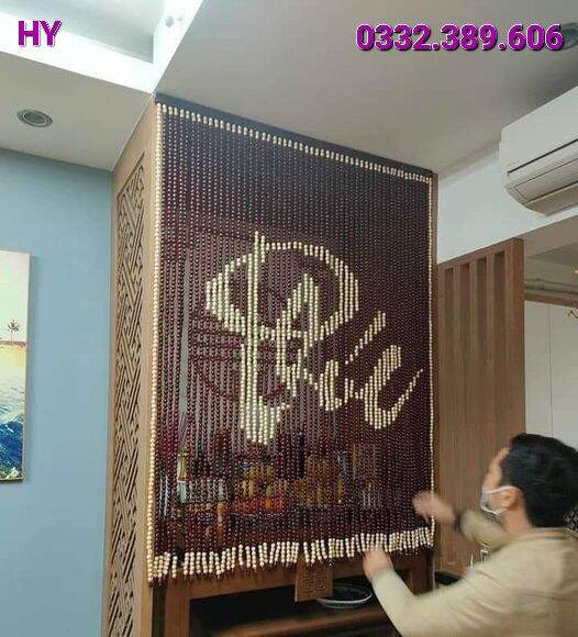 Mành hạt gỗ Bồ đề: mẫu chữ Phúc!