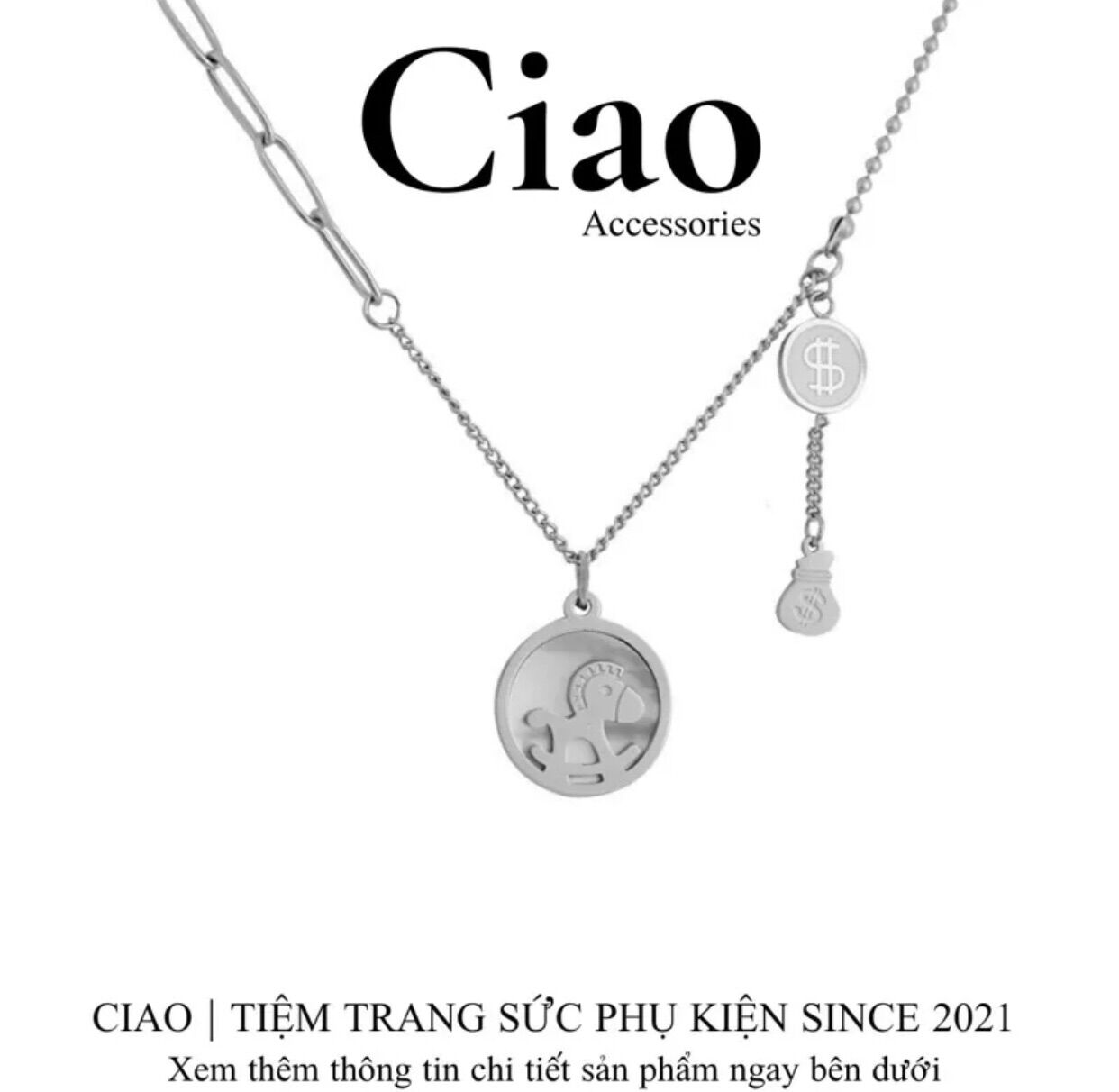Dây chuyền, vòng cổ titan không gỉ thiết kế trendy mã 83 Ciao