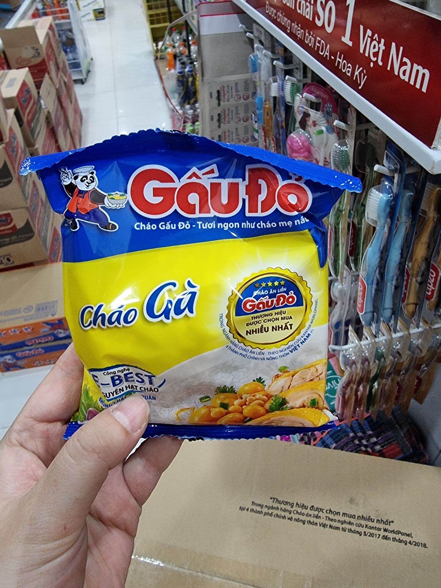 Thùng 50 gói cháo gà gấu đỏ