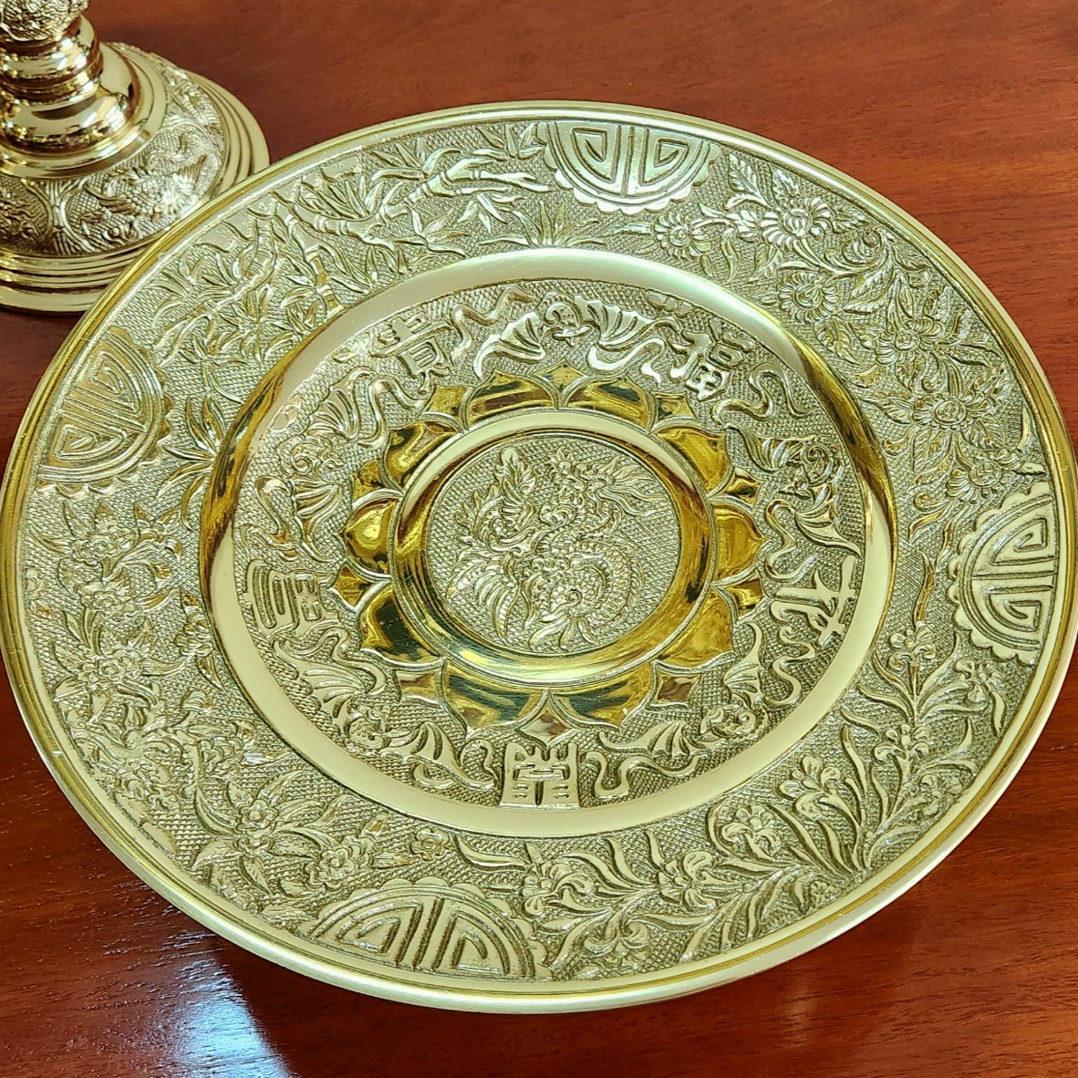 Mâm bồng- mâm quả đồng vàng 24cm mẫu mới
