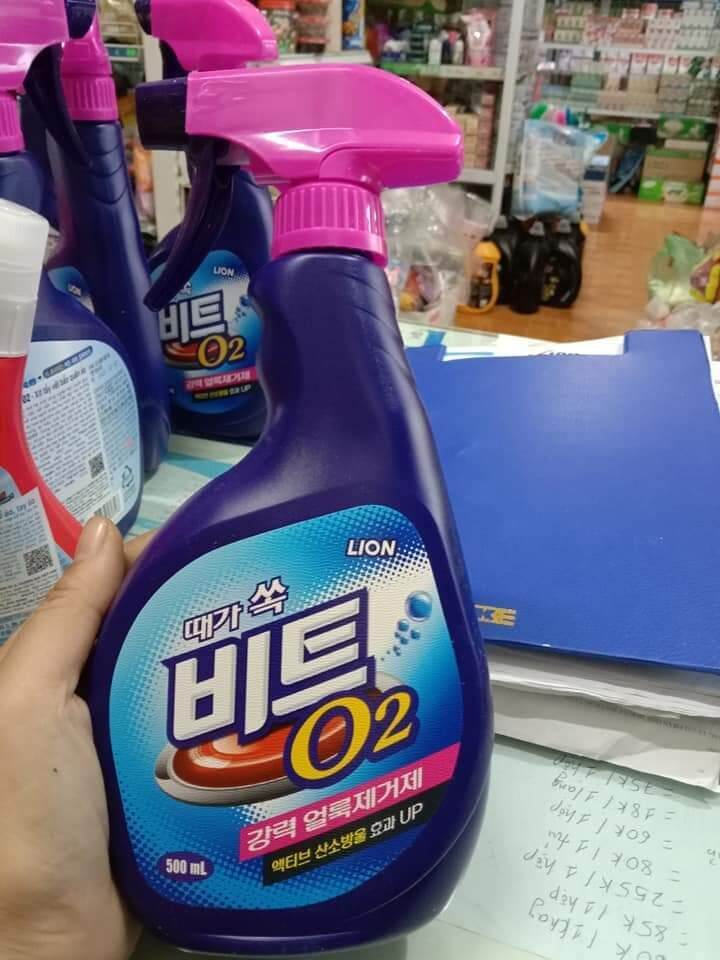 Xịt giặt tẩy quần áo 2 trong 1 Lion Beat O2 Hàn Quốc