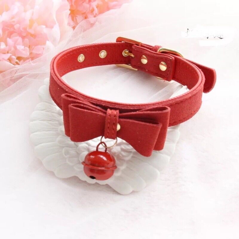 Vòng cổ choker nữ da lộn gắn chuông