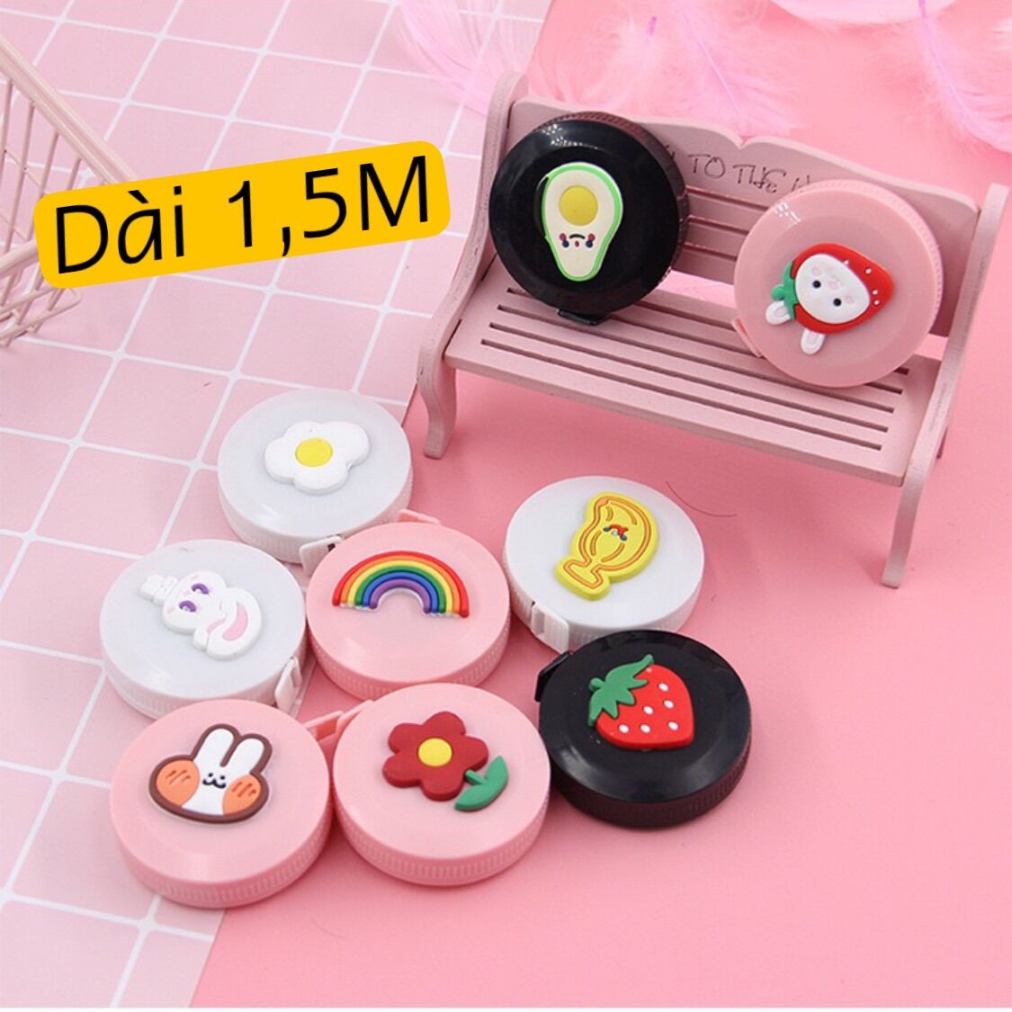 Thước Dây Da Cuộn 1,5m Mini Hoạt Hình Dễ Thương Lựa Chọn Ngẫu Nhiên