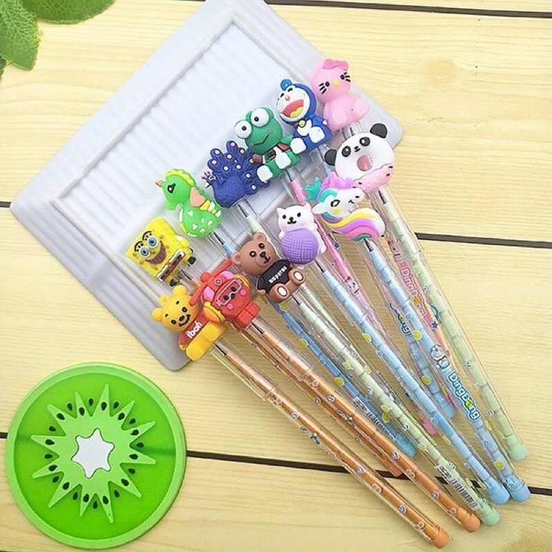 Combo 50cây-100cây bút chì khúc đầu thú dễ thương (mix ngẫu nhiên nhiều mẫu)