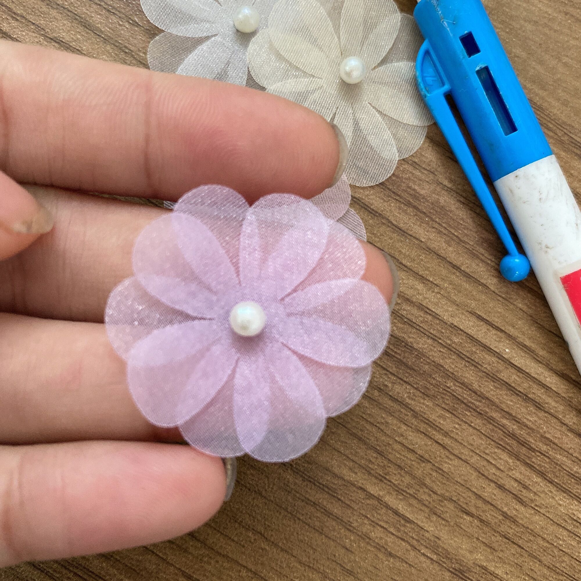 Set 10 HOA VOAN đóng ngọc sẴn size 3cm ( 2 lớp)