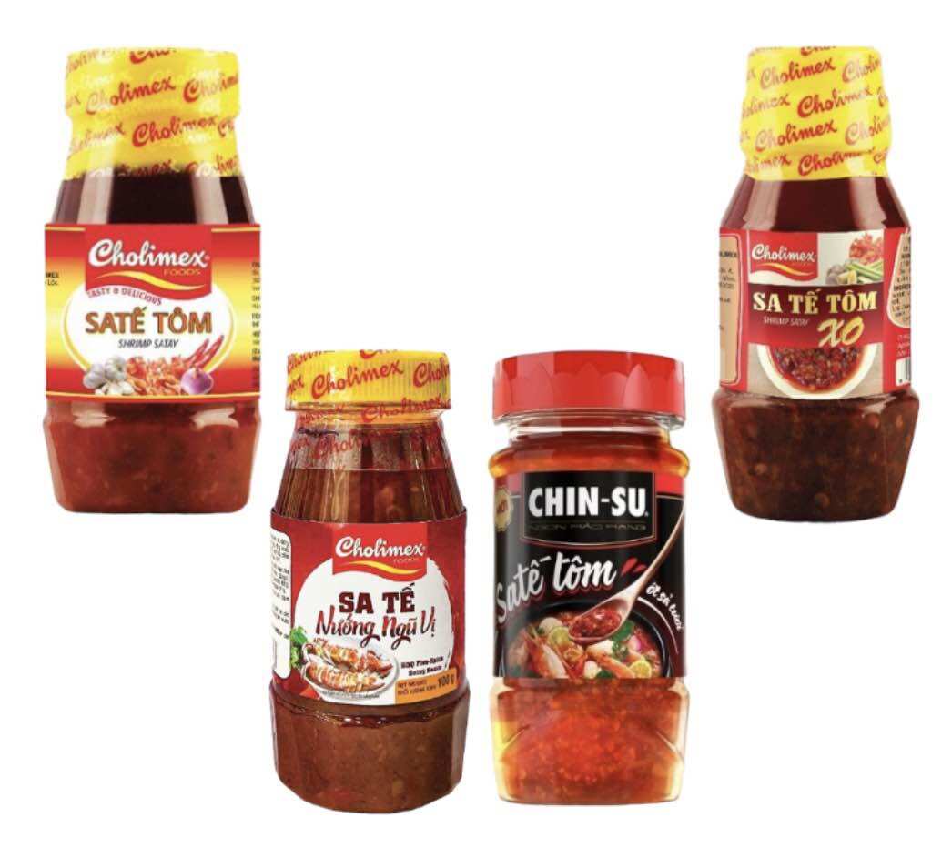Sa tế tôm/Sa tế tôm XO/Sa tế tôm ớt sả/Sa tế nướng ngũ vị Cholimex/Chinsu hũ (90-100g)