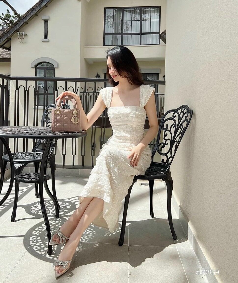 Váy ren body tay cánh tiên đầm thiết kế cao cấp