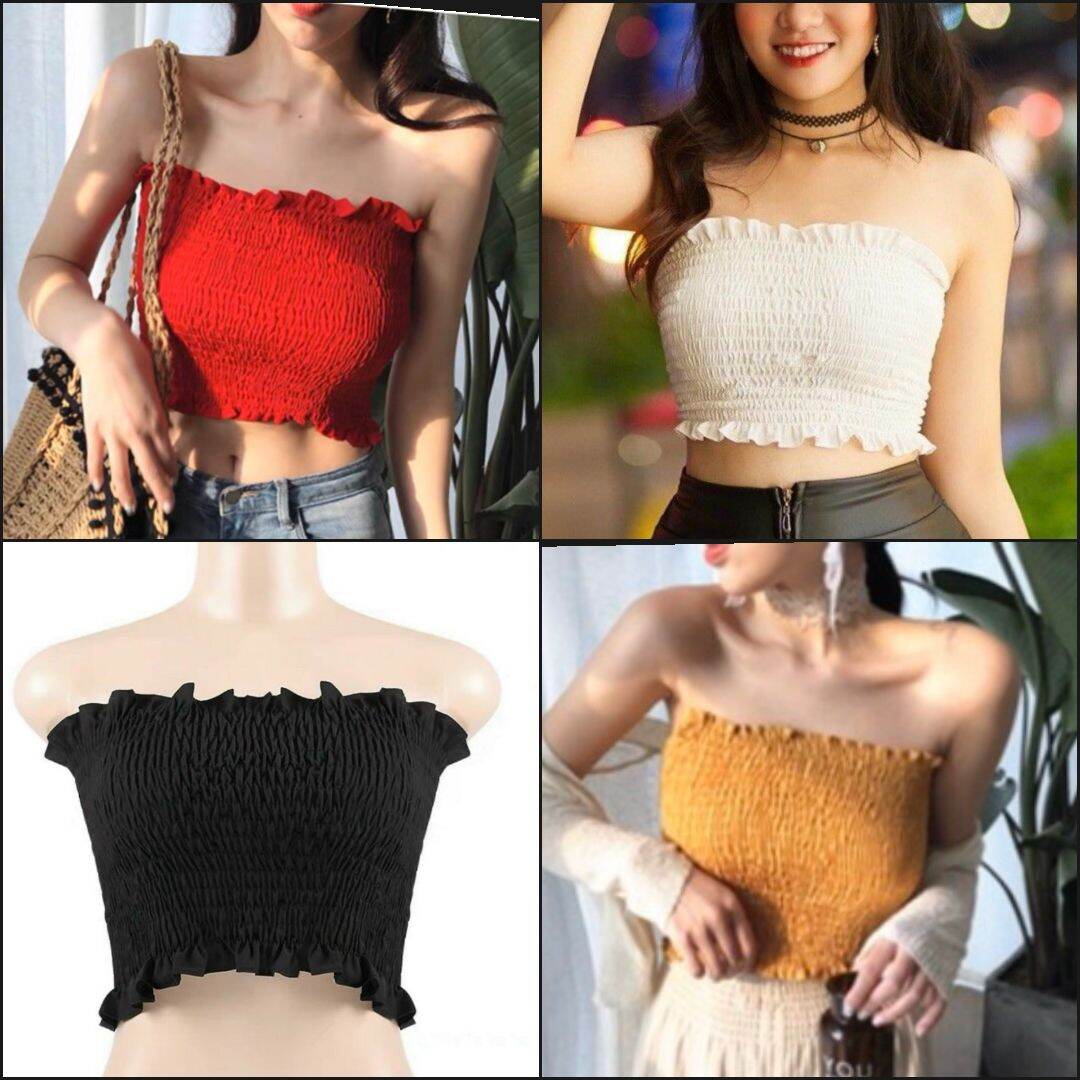 [HCM]ÁO ỐNG NHÚN THUN CROPTOP