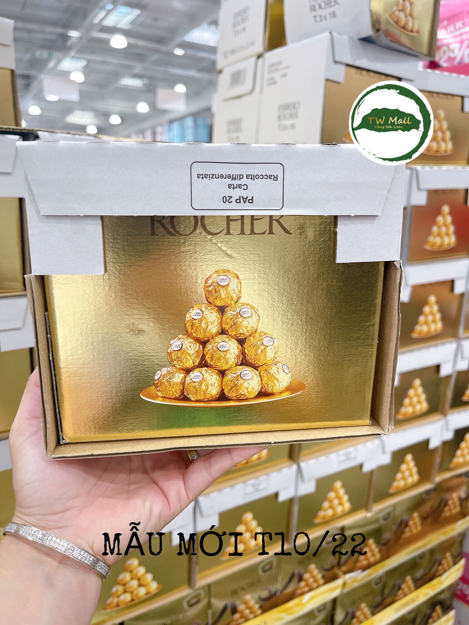 [HCM]1 HỘP 16 Vỉ socola Ferrero Rocher Halzenut Ý 600g- nhập khẩu Đài Loan- TW Mall