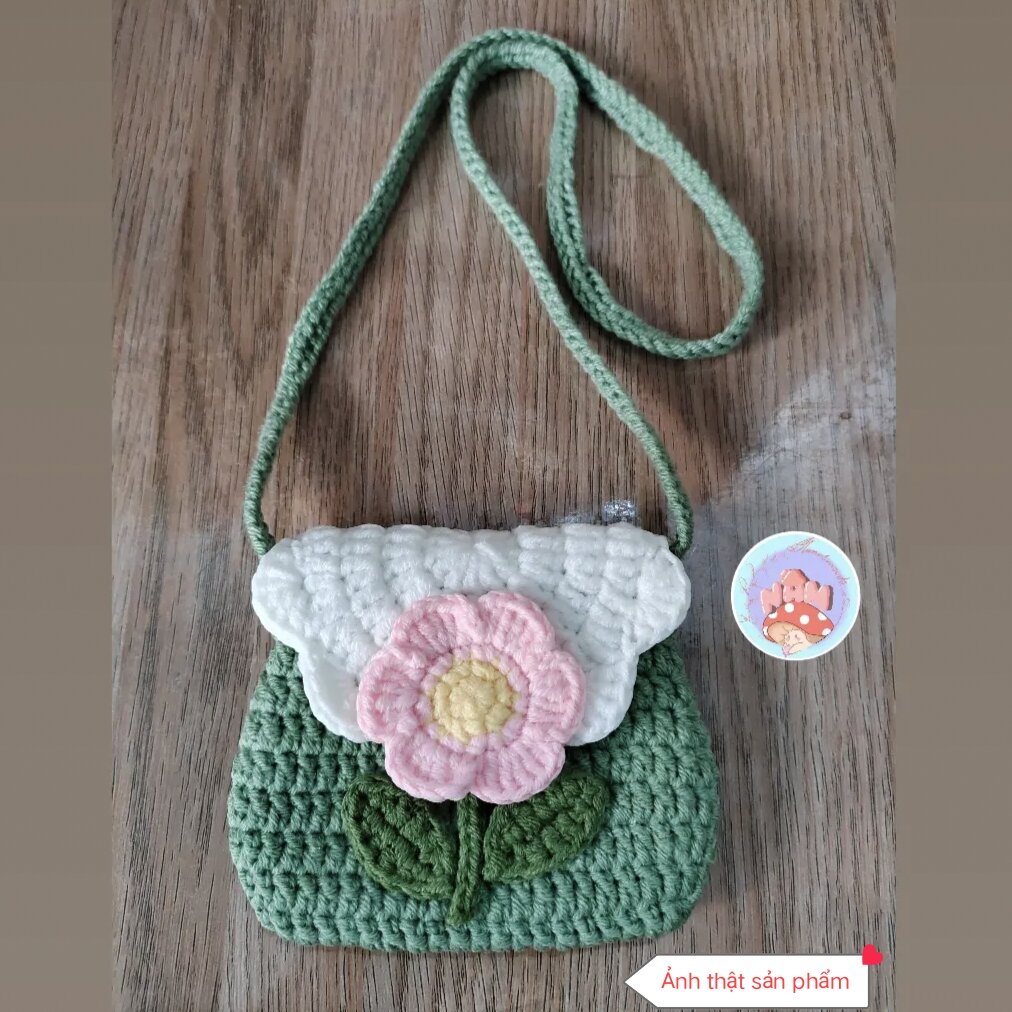 Túi hoa đeo chéo dễ thương bằng len | Nấm Handmade
