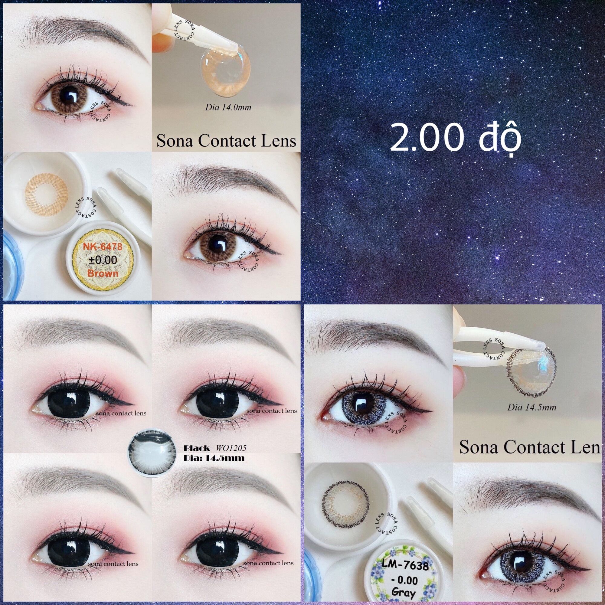 Lens Hàn Chính Hãng Có Độ Cận 2 độ - 2.25 độ - 2.50 độ - 2.75 độ
