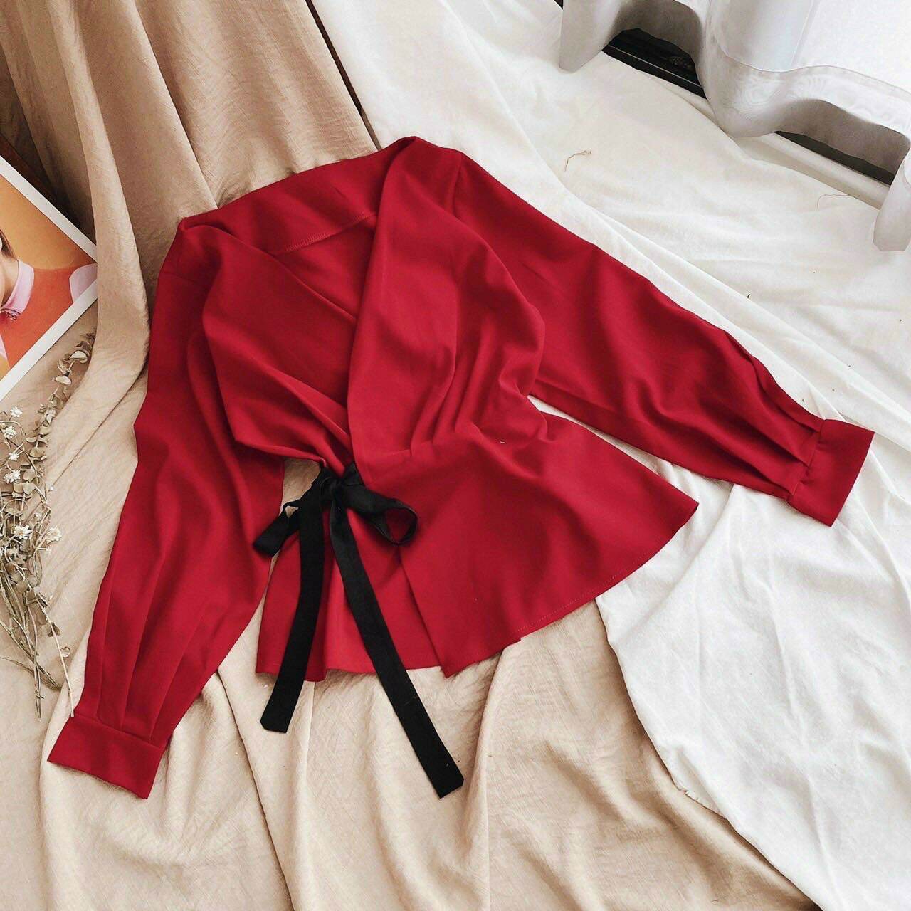 Áo babydoll hàn đỏ rực xinh