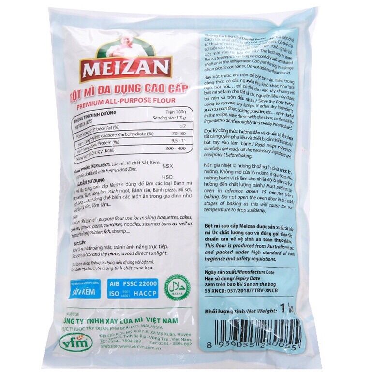 Bột mì đa dụng cao cấp Meizan bịch 1kg