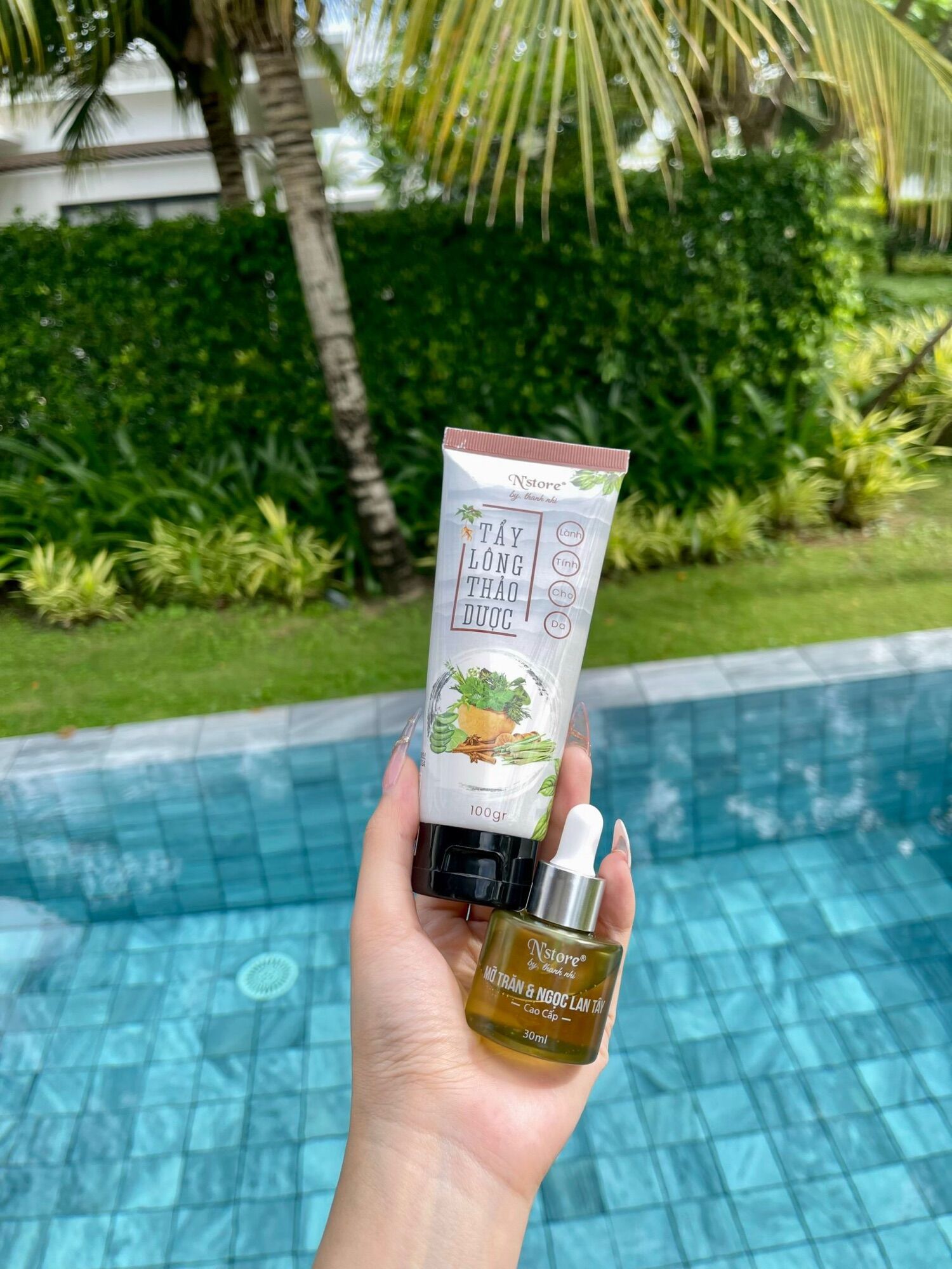 Combo triệt lông bikini, nách gồm kem tẩy lông thảo dược Nstore và mỡ trăn ngọc lan tây cho da nhạy cảm